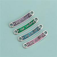 925 Sterling Silver Connectors, two-colored double side & DIY & with letter pattern & epoxy gel, more colors for choice, 6.50x32.90mm, Hole:Approx 3.3mm, 5PCs/Lot, Sold By Lot