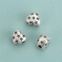 99% Sterling Silver Beads, Heart, DIY, 12.60x11.20mm, Hole:Approx 3.3mm, 5PCs/Lot, Sold By Lot