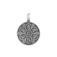 Thailand Sterling Silver Pendants, Flat Round, Antique finish, DIY, 17.30x13x1.50mm, Hole:Approx 3mm, 10PCs/Lot, Sold By Lot