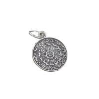 Thailand Sterling Silver Pendants, Flat Round, Antique finish, DIY, 13.30x1.50mm, Hole:Approx 4mm, 10PCs/Lot, Sold By Lot