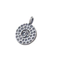 Thailand Sterling Silver Pendants, Flat Round, Antique finish, DIY, 13x9.80x1.10mm, Hole:Approx 5mm, 10PCs/Lot, Sold By Lot