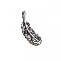 Thailand Sterling Silver Pendants, Feather, Antique finish, DIY, 20x7.30x1.80mm, Hole:Approx 4mm, 10PCs/Lot, Sold By Lot