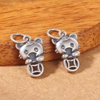 Thailand Sterling Silver Pendants, Bear, Antique finish, DIY, silver color, 14.50x9x2.40mm, Hole:Approx 4mm, 10PCs/Lot, Sold By Lot