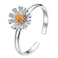 Brass Finger Ring, Flower, Vacuum Ion Plating, fashion jewelry & for woman, two different colored, 20mm, Sold By PC