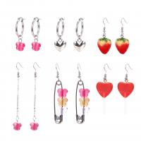 Resin Earring Zinc Alloy with Resin silver color plated 2 pieces & fashion jewelry & for woman Sold By Set