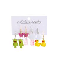 Resin Earring Zinc Alloy with Resin plated 4 pieces & fashion jewelry & for woman multi-colored Sold By Set