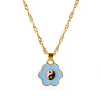 Tibetan Style Jewelry Necklace, with 5cm extender chain, gold color plated, fashion jewelry & ying yang & for woman & enamel, more colors for choice, Length:48 cm, Sold By PC