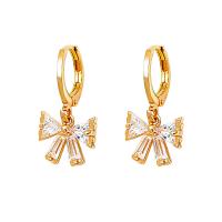Cubic Zirconia Micro Pave Brass Earring plated fashion jewelry & micro pave cubic zirconia & for woman Sold By PC