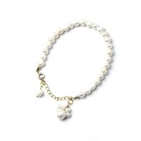 Freshwater Cultured Pearl Bracelet, Brass, with Freshwater Pearl, with 5 extender chain, fashion jewelry & different styles for choice & for woman, Length:15 , Sold By PC