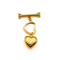 Brass Toggle Clasp Heart 18K gold plated DIY & micro pave cubic zirconia golden Sold By PC