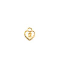 Κράμα ψευδάργυρου Καρδιά Μενταγιόν, 18K επιχρυσωμένο, DIY, χρυσαφένιος, 14x17mm, Sold Με PC