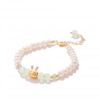 Freshwater Cultured Pearl Bracelet, Freshwater Pearl, with Aventurine & Brass, with 5 extender chain, fashion jewelry & for woman, Length:16 cm, Sold By PC