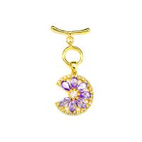Cubic Zirconia Micro Pave Brass Pendant 18K gold plated DIY  & micro pave cubic zirconia golden Sold By PC