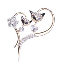 Rhinestone Brooch Zinc Alloy Heart fashion jewelry & for woman & enamel & with rhinestone Sold By PC