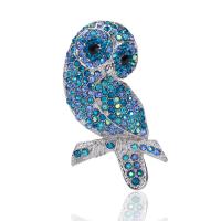 Rhinestone Brooch, Tibetan Style, Owl, fashion jewelry & for woman & with rhinestone, more colors for choice, 37x65mm, Sold By PC