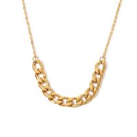 Colar de jóias de aço inoxidável, Aço inoxidável 304, with 5cm extender chain, joias de moda & para mulher, dourado, comprimento Aprox 40 cm, vendido por PC
