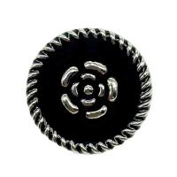 Zinc Alloy Shank Button Rose silver color plated DIY & enamel black nickel lead & cadmium free Sold By PC