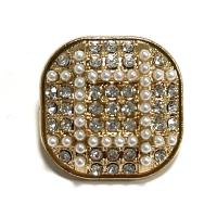 Zinc Alloy Shank Button Square gold color plated DIY & with rhinestone golden nickel lead & cadmium free Sold By PC
