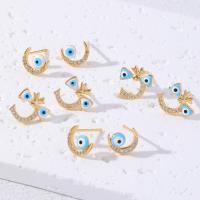 Evil Eye Earrings Brass gold color plated & for woman & enamel & with rhinestone nickel lead & cadmium free Approx Sold By Bag