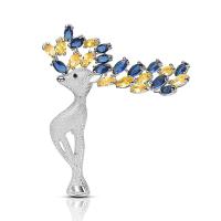 Christmas Brooches Brass Deer plated Christmas Design & for woman & with rhinestone nickel lead & cadmium free Sold By PC