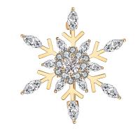 Christmas Brooches, Brass, Snowflake, gold color plated, Christmas Design & for woman & with rhinestone, golden, nickel, lead & cadmium free, 43x43mm, Sold By PC