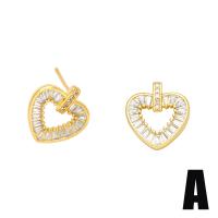 Cubic Zirconia Micro Pave Brass Earring, with Cubic Zirconia, gold color plated, different styles for choice & for woman, more colors for choice, nickel, lead & cadmium free, Sold By Pair