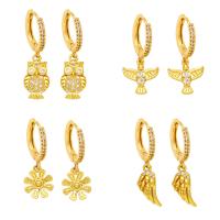 Cubic Zirconia Micro Pave Brass Earring, with Cubic Zirconia, gold color plated, different styles for choice & for woman, more colors for choice, nickel, lead & cadmium free, 9x32mm, Sold By Pair