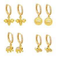Cubic Zirconia Micro Pave Brass Earring, with Cubic Zirconia, gold color plated, different styles for choice & for woman, more colors for choice, nickel, lead & cadmium free, 11x29mm, Sold By Pair
