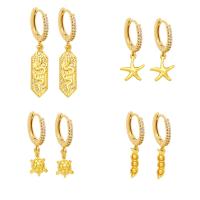 Cubic Zirconia Micro Pave Brass Earring, with Cubic Zirconia, gold color plated, different styles for choice & for woman, more colors for choice, nickel, lead & cadmium free, 8x39mm, Sold By Pair