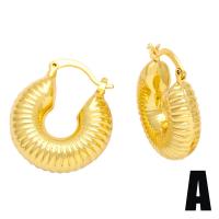 Messing Spring hoop oorbellen, gold plated, verschillende stijlen voor de keuze & voor vrouw & glazuur, meer kleuren voor de keuze, nikkel, lood en cadmium vrij, Verkocht door pair