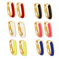 Brass Huggie Hoop Earring, gold color plated, for woman & enamel, more colors for choice, nickel, lead & cadmium free, 4x19mm, Sold By Pair