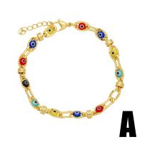 Evil Eye Jewelry Bracelet, Brass, with 5cm extender chain, gold color plated, different styles for choice & for woman & enamel, more colors for choice, nickel, lead & cadmium free, 7mm, Length:Approx 17 cm, Sold By PC