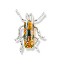 Enamel Brooch Zinc Alloy Insect silver color plated Unisex yellow nickel lead & cadmium free Sold By PC