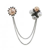 Rhinestone Brooch Zinc Alloy with Plastic Pearl antique silver color plated Unisex & with rhinestone mixed colors nickel lead & cadmium free 16mm 25mm 100mm Sold By PC