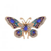 Enamel Brooch Zinc Alloy Butterfly plated Unisex & with rhinestone nickel lead & cadmium free Sold By PC