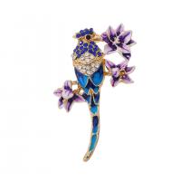 Enamel Brooch Zinc Alloy Parrot gold color plated Unisex & with rhinestone nickel lead & cadmium free Sold By PC
