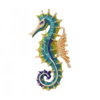 Enamel Brooch, Tibetan Style, Seahorse, gold color plated, Unisex & with rhinestone, mixed colors, nickel, lead & cadmium free, 25x54mm, Sold By PC