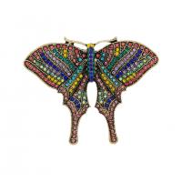 Rhinestone Brooch Zinc Alloy Butterfly gold color plated Unisex & with rhinestone multi-colored nickel lead & cadmium free Sold By PC
