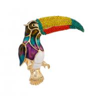 Enamel Brooch Zinc Alloy Parrot gold color plated Unisex & with rhinestone multi-colored nickel lead & cadmium free Sold By PC