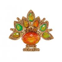 Resin Brooch, Tibetan Style, with Resin, Flower, gold color plated, Unisex & with rhinestone, multi-colored, nickel, lead & cadmium free, 64x60mm, Sold By PC
