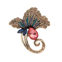 Rhinestone Brooch Zinc Alloy Flower gold color plated Unisex & with rhinestone mixed colors nickel lead & cadmium free Sold By PC