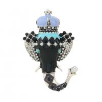 Rhinestone Brooch, Tibetan Style, with Plastic Pearl, Elephant, platinum color plated, Unisex & enamel & with rhinestone, mixed colors, nickel, lead & cadmium free, 45x72mm, Sold By PC