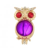 Resin Brooch Zinc Alloy with Resin Owl gold color plated Unisex & with rhinestone nickel lead & cadmium free Sold By PC