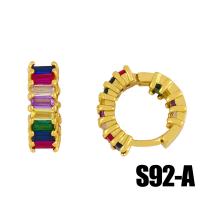 Befestiger Zirkonia Messing Ohrring, mit kubischer Zirkonia, goldfarben plattiert, verschiedene Stile für Wahl & für Frau, keine, frei von Nickel, Blei & Kadmium, verkauft von Paar