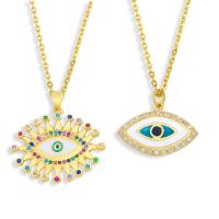 Evil Eye Jewelry Necklace, Brass, with Cubic Zirconia, with 5cm extender chain, gold color plated, different styles for choice & for woman & enamel, more colors for choice, nickel, lead & cadmium free, 27x23mm, Length:Approx 45 cm, Sold By PC