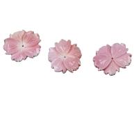 Natural Freshwater Shell Beads, Flower, Carved, DIY, pink, 30x34mm, Sold By Pair