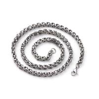 Corrente de colar, Aço inoxidável 304, polido, joias de moda & comprimento diferente para a escolha & unissex, cor original, 6mm, vendido por Strand