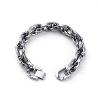 Titanium Steel Bracelet & Bangle, polished, fashion jewelry & different length for choice & for man, original color, 11mm, Sold By Strand