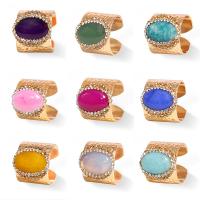 Naturliga Quartz Fingerring, Zink Alloy, med Naturliga Quartz, mode smycken & för kvinna & med strass, fler färger för val, nickel, bly och kadmium gratis, 20x19mm, Säljs av PC
