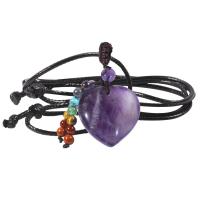 Natural Gemstone Necklace with Wax Cord Heart Adjustable & Unisex Sold Per Approx 18.11-31.5 Inch Strand